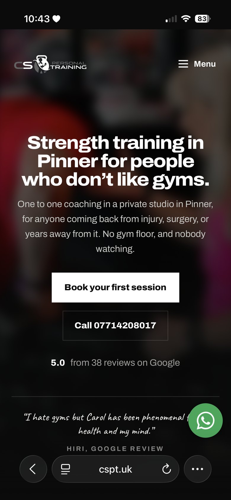 CS Personal Training on a phone